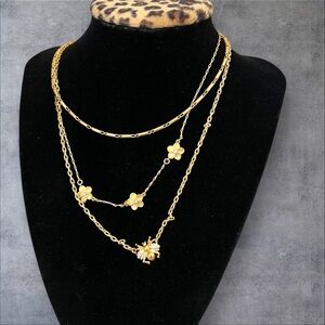 14 K GP triple necklace Nature inspired